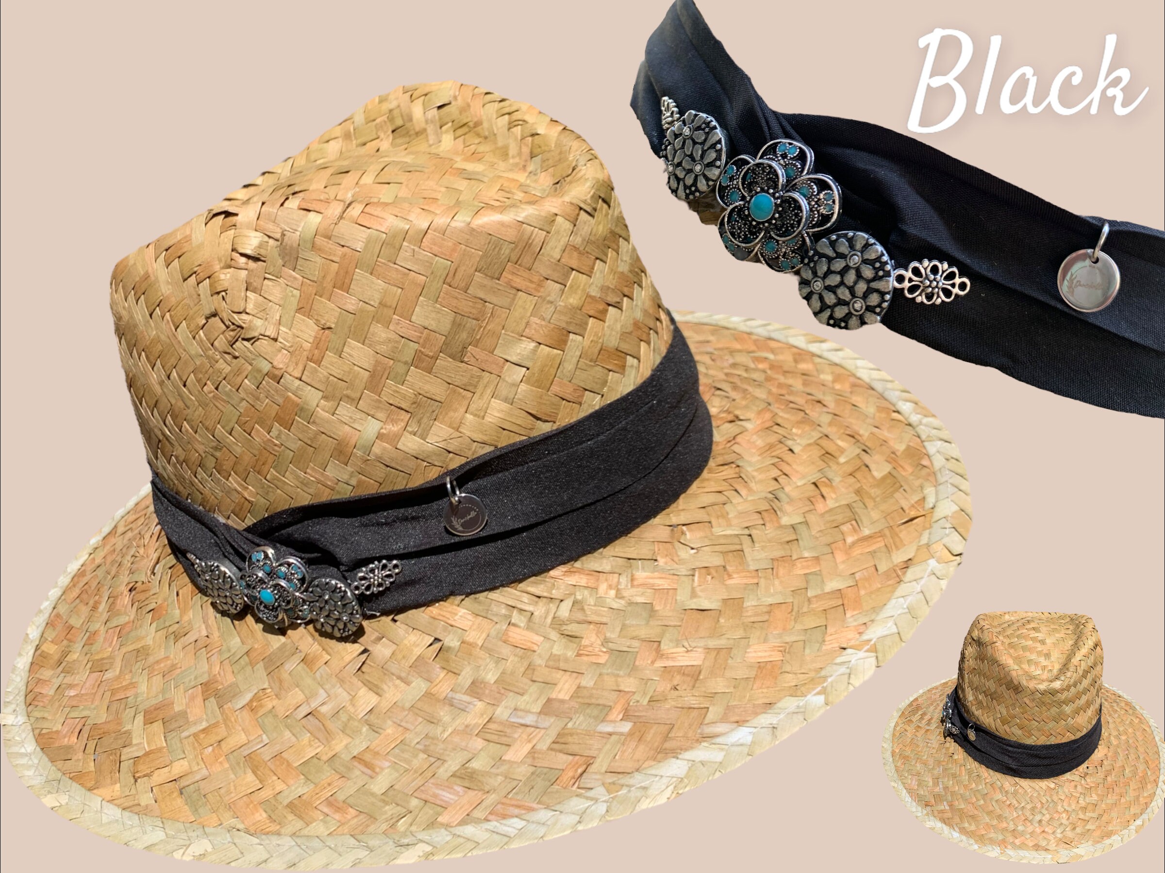 Embroidered Summer Natural Straw Hat | Women display picture 3