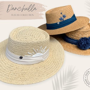 Embroidered Summer Natural Straw Hat, Women’s Fedora, Panama Hat, Handwoven Beach Hat, Fashion hat, Universal Size Summer Hats