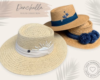 Embroidered Summer Natural Straw Hat, Women’s Fedora, Panama Hat, Handwoven Beach Hat, Fashion hat, Universal Size Summer Hats