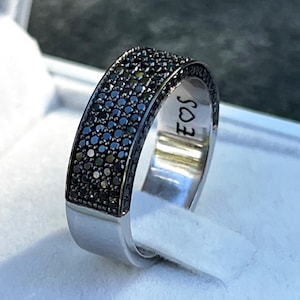Black Diamond Ring for Men, Diamond Men's Jewelry, Black Diamond Ring, Wide Band Wedding Ring, Wedding Band Men, Black Diamond Wedding Band
