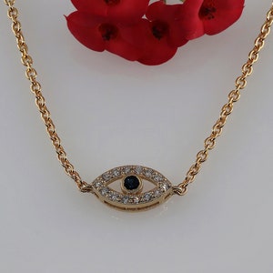 Evil Eye Necklace, Marquise Necklace, Diamond Necklace, Marquise Pendant, Marquise Diamond Necklace, Unique Necklace, 14k Gold Necklace