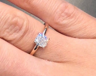 Rose Gold Engagement Ring, 18K Rose Gold Solitaire Engagement Ring, 1 Carat Diamond Wedding Ring, 14K Rose Gold Diamond Ring, Gift For Her