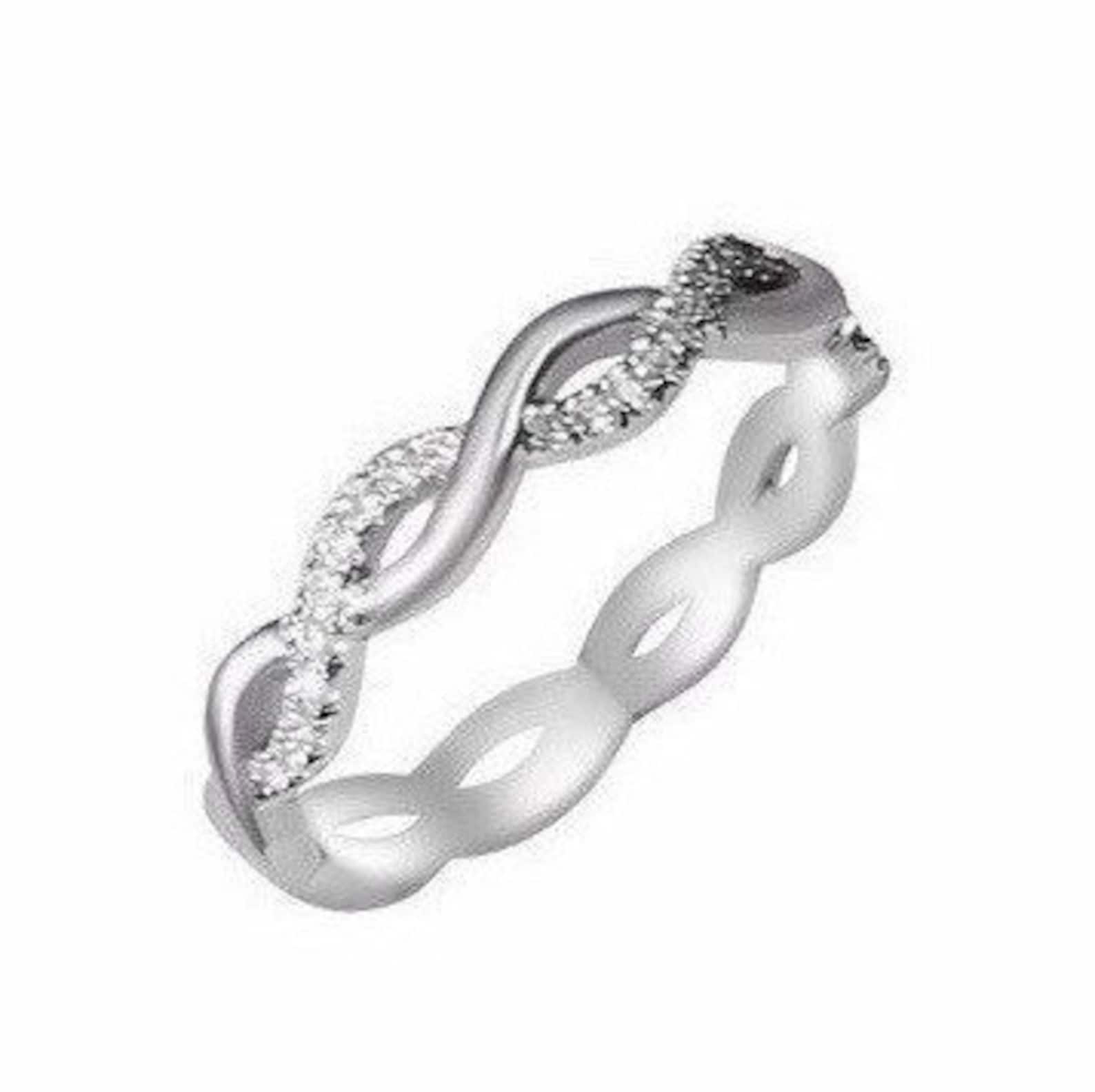 Diamond Wedding Ring, Infinity Diamond Ring, Wedding Band, 14K White Diamond Wedding Ring, Infinity Diamond Ring, Wedding Band, 14K White