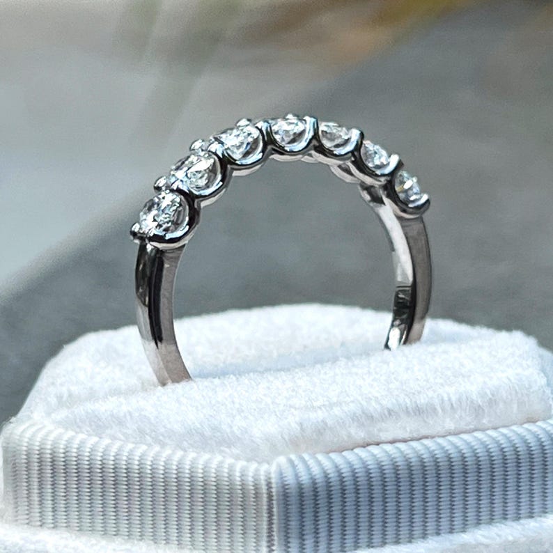 Oval Diamond Eternity Ring, Half Eternity Diamond Ring, Fine Diamond