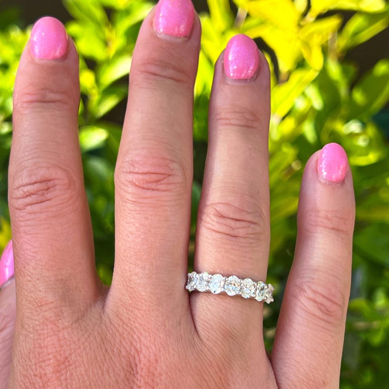 Oval Diamond Eternity Ring, Half Eternity Diamond Ring, Fine Diamond