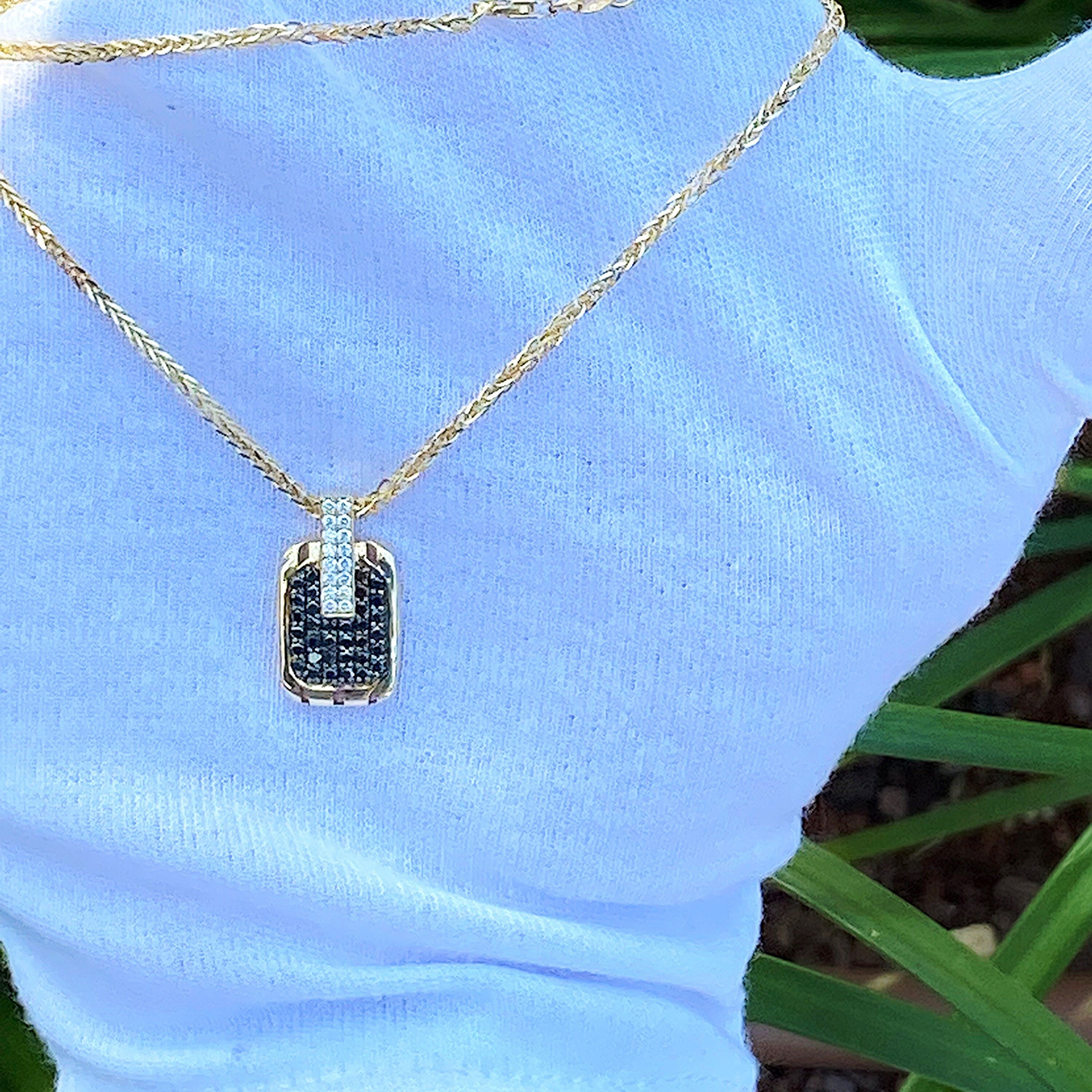 18K Black Diamond Necklacemens Pendantjewelry for Etsy