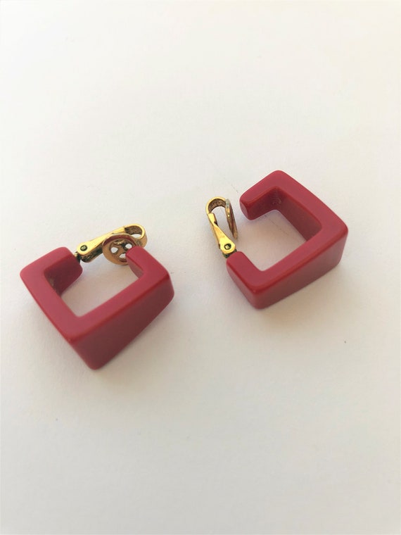 Rad in Red 1980s Bright Earring Lot - image 3