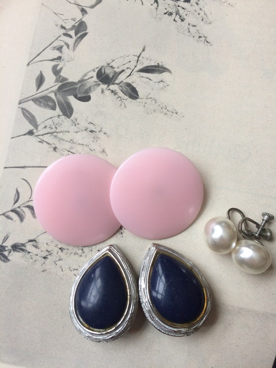 Vintage Earring Lot // Pink/Pearl/Silver - image 8