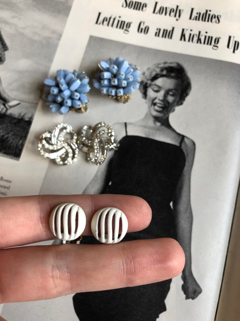 Beautiful Vintage 195060s Earring Lot ClustersRhinestonesStuds