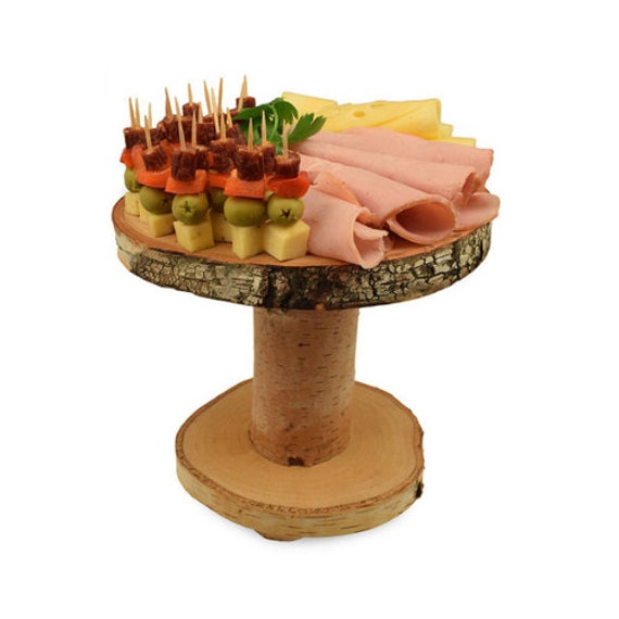 Wooden Cake Stand Birch Patch Wood Slice Wedding Table Etsy