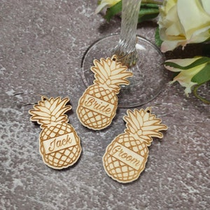 Pineapple Wine Charms | Personalized Wine Charms, Hawaiian Wedding Favors, Wine Charms Personalized, Customized Wine Charms