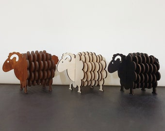 Holz Schaf Untersetzer Set, Holzuntersetzer, Holzuntersetzer Set in Form eines Schafes