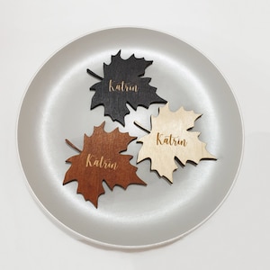 Thanksgiving place tag, Maple leafs, Personalized Wedding Place Names, Maple leaves table decor, Rustic Wedding place cards image 1