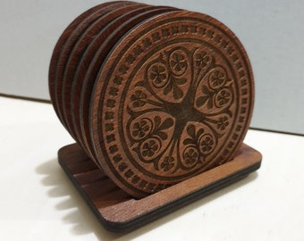 Wood Mandala Coasters Set (95MM) | Mandala Decor | Personalize Gift | Custom Coaster Set | Anniversary Gift