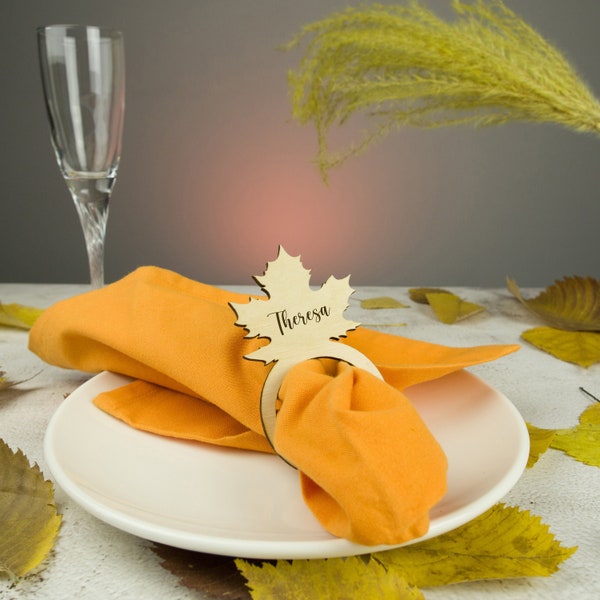 Maple leaves place tags, Personalized wood place tag for Thanksgiving day, Personalized napkin ring, place tags, Maple leaves napkin rings