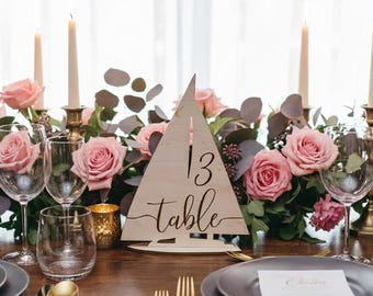 Wooden Wedding Table Number Sign – Nautical Table Decor for Beach Weddings, Rustic Reception Centerpiece – Custom Table Numbers for Event