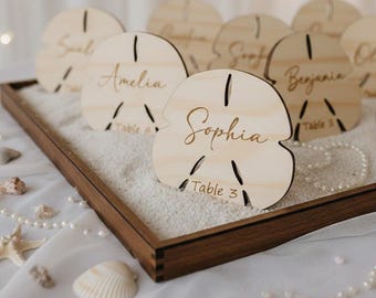 Coastal Wedding Place Card, Nautical Wedding Seating Cards, Sand Dollar Place Cards for Beach Wedding, Nautical Wedding Seating Cards