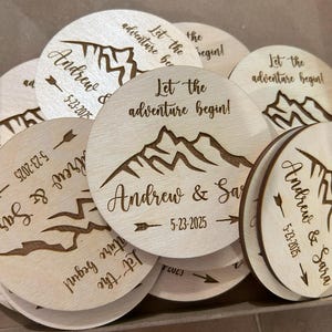 Personalized Mountain Wedding Coasters: Rustic Adventure Favors