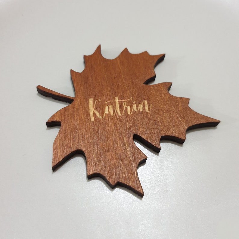 Thanksgiving place tag, Maple leafs, Personalized Wedding Place Names, Maple leaves table decor, Rustic Wedding place cards image 2