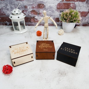 Personalized Wood Birthday Gift Box: Engraved Keepsake Box