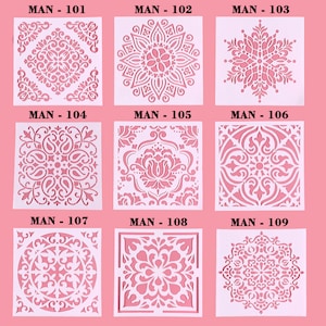 Mandala craft supplies tools, Mandala stencils for tiles, Stencils for painting (9 Models), Wall stencils for painting