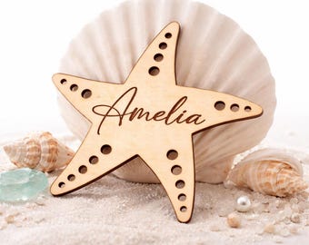 Starfish Place Cards Personalized, Beach Wedding Name Place Cards, Tropical Wedding Place Tags, Coastal Wedding Table Decor