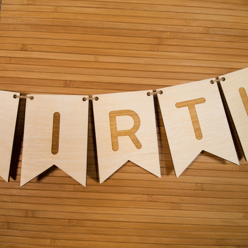 Laser Cut Wood Flag Banner: Engraved Pennant Garland - Etsy