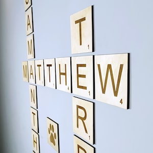 Scrabble Wandfliesen (4 x 4 Zoll), Scrabble Fliesen Namen, Scrabble Fliesen Wandkunst, Scrabble Wand, Scrabble Wand Akzente