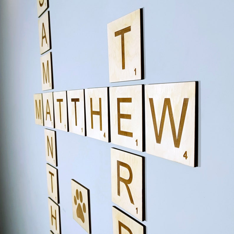 Wall Scrabble Tiles 4x4 In. Scrabble Tiles Names Scrabble Etsy