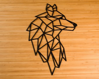 Geometric Wolf Wood Wall Art: Modern Animal Decor