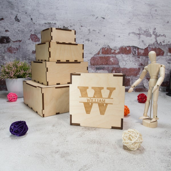 Groomsmen gift box, Monogram wood box, Custom box with logo, Custom box, Personalized wood box, Personalized box, Engraved wooden box