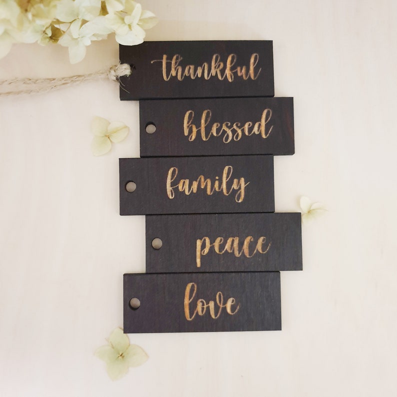 Place tags, Personal place cards, Thanksgiving decorations for table, Thanksgiving placecards, Thanksgiving napkin rings Black Wenge