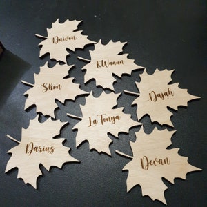 Thanksgiving place tag, Maple leafs, Personalized Wedding Place Names, Maple leaves table decor, Rustic Wedding place cards image 9
