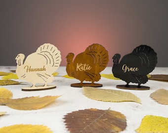 Personalized wood place tags for Thanksgiving day, Personalized place tag, Thanksgiving place tags, Turkey place name