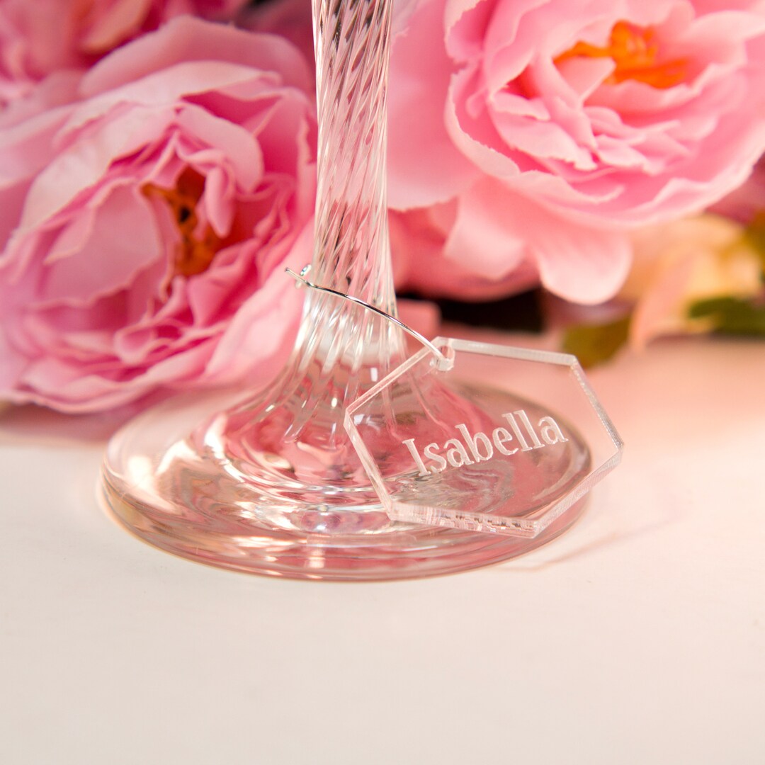Acrylic Wedding Wine Charms, Acrylic Wine Charms, Personalized Wine