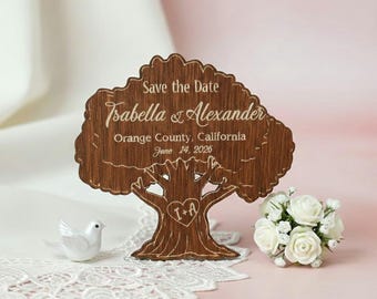 Save The Date Wedding Magnets Oak Shape, Oak Tree Wedding Save the Date Magnets, 80 MM Size/ Magnet On The Back
