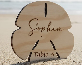 Sand Dollar Place Cards for Beach Wedding, Calligraphy Shell Name Tags, Nautical Wedding Seating Cards, Coastal Wedding Decor