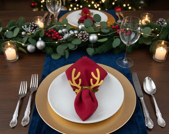Servilletero de asta de ciervo acrílico personalizado • Decoración de mesa navideña • Servilletero con nombre personalizado