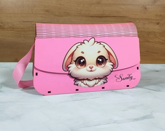 Pink Bunny Crossbody Purse: Personalized Toddler Shoulder Bag