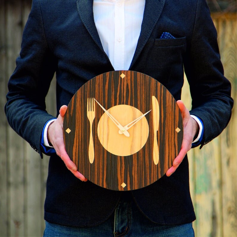 Wood wall clock Kitchen wall clock Modern wall clock Etsy