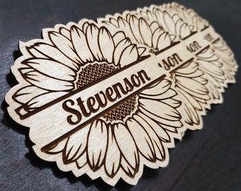 Sunflower Coasters Set (95MM) | Sunflower Gifts |Personalize Gift | Sunflower Bridal Shower | Wood Coasters | Personalized Coaster