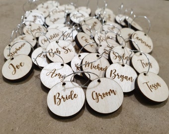 One side engraving Personalized wine charms, Wine charms personalized. Write color/font! (Double side engraving - another listing in shop)