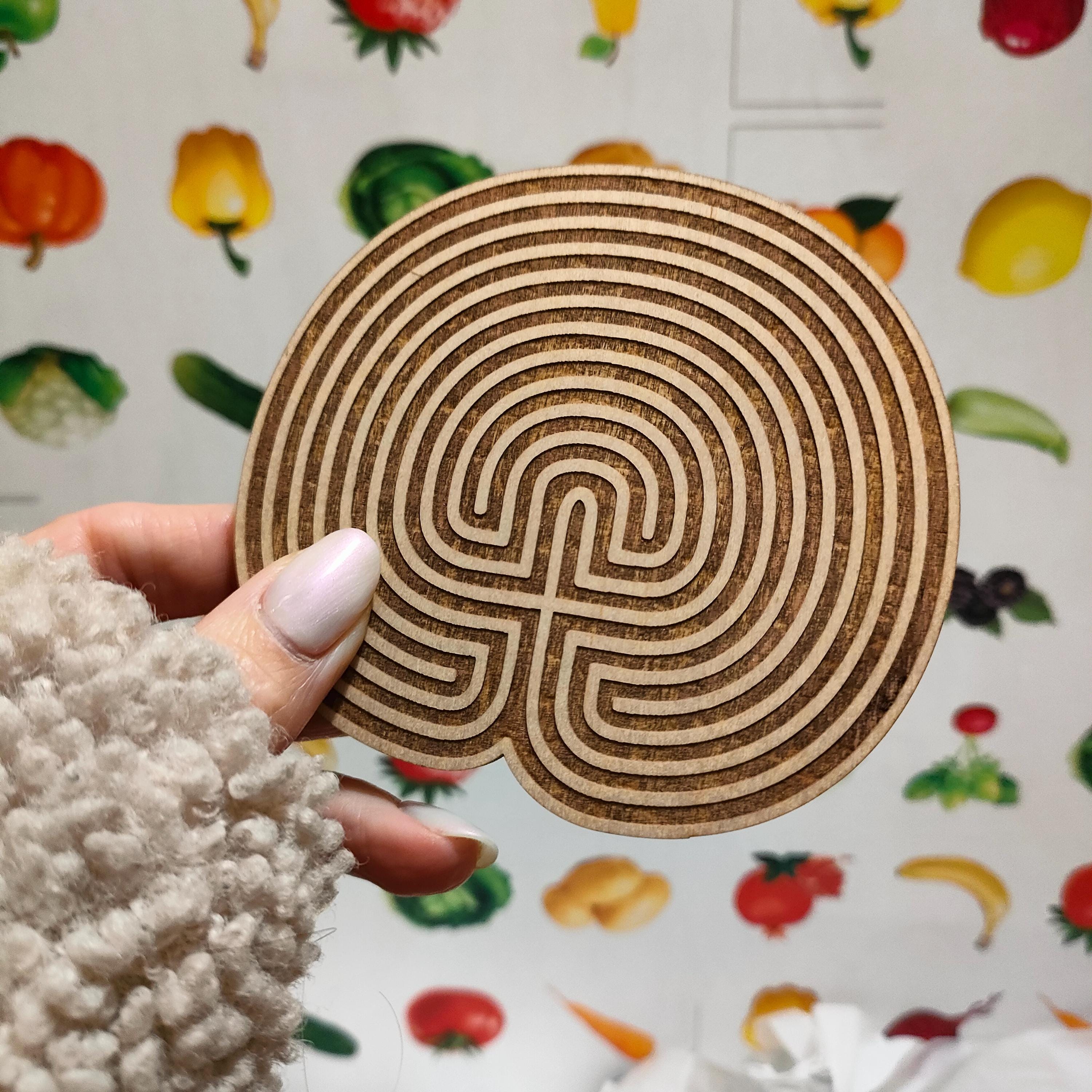 フィンガーラビリンス、木製コースター、ラビリンスギフト、迷路