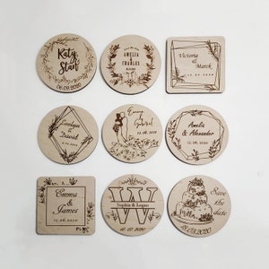 Custom Wedding Coasters: Engraved Wood Favors