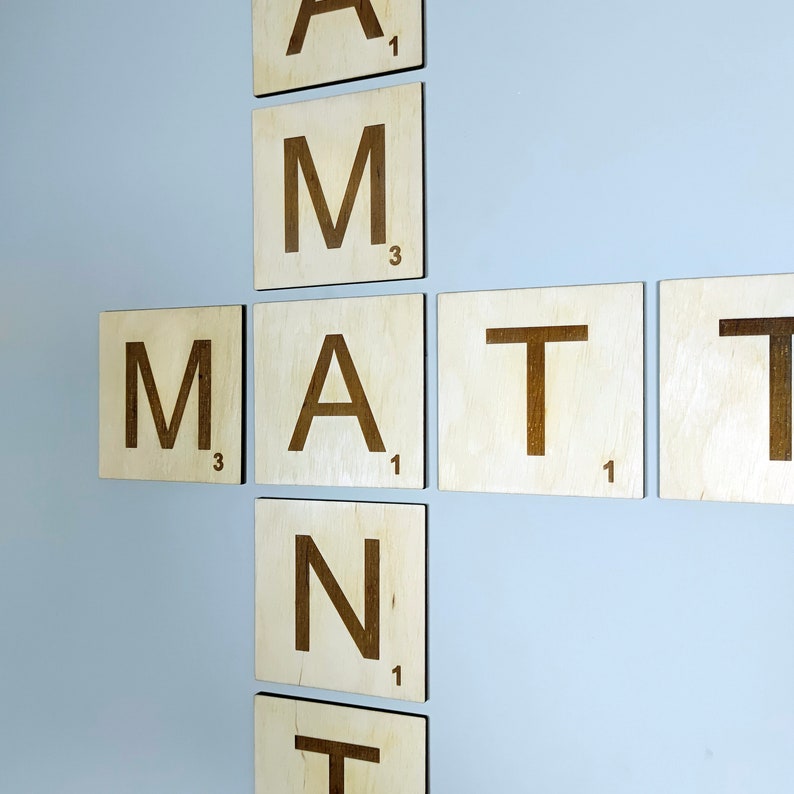 Wall Scrabble Tiles 4x4 In. Scrabble Tiles Names Scrabble Etsy