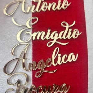 Tarjetas de lugar de acrílico / Etiquetas para nombres / Tarjetas de lugar para mesas de boda / Nombres cortados con láser (2' PULG.) / Configuración de lugar con nombre de madera