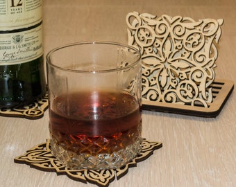Personalized Wooden Coaster Set: Rustic Engraved Drink Coasters