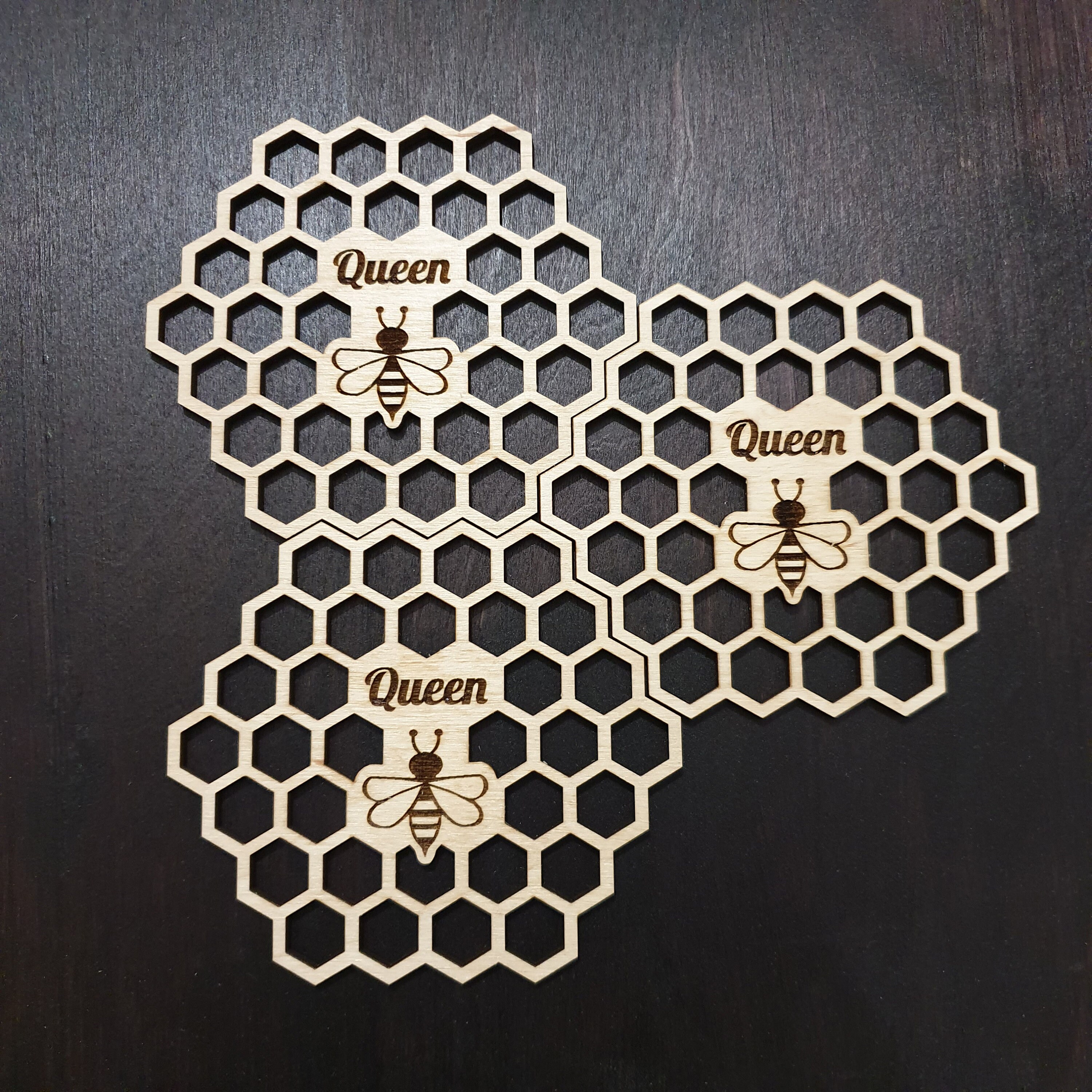 Wooden Queen Bee coasters set Wood coasters set Etsy