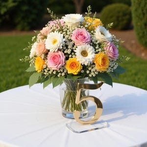 Acrylic Table Numbers Gold Mirror, Modern Wedding Table Sign, Elegant Table Decor, Minimalist Wedding Centerpiece, Custom Table Number