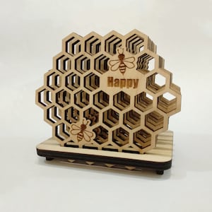 Personalized Honeycomb Wood Coasters: Bee Decor Gift Set